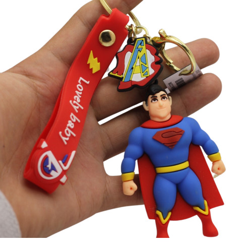 Super Hero Cartoon Cute Car Keyring Pendant Kids Adults Super Man 3d Cartoon PVC Keychains